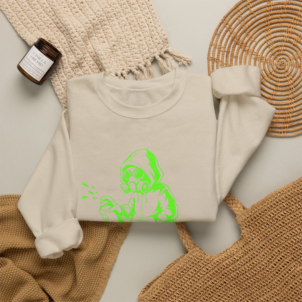 Street Graffiti Hoodie Sweatshirt — Neon Green Spray Paint Design