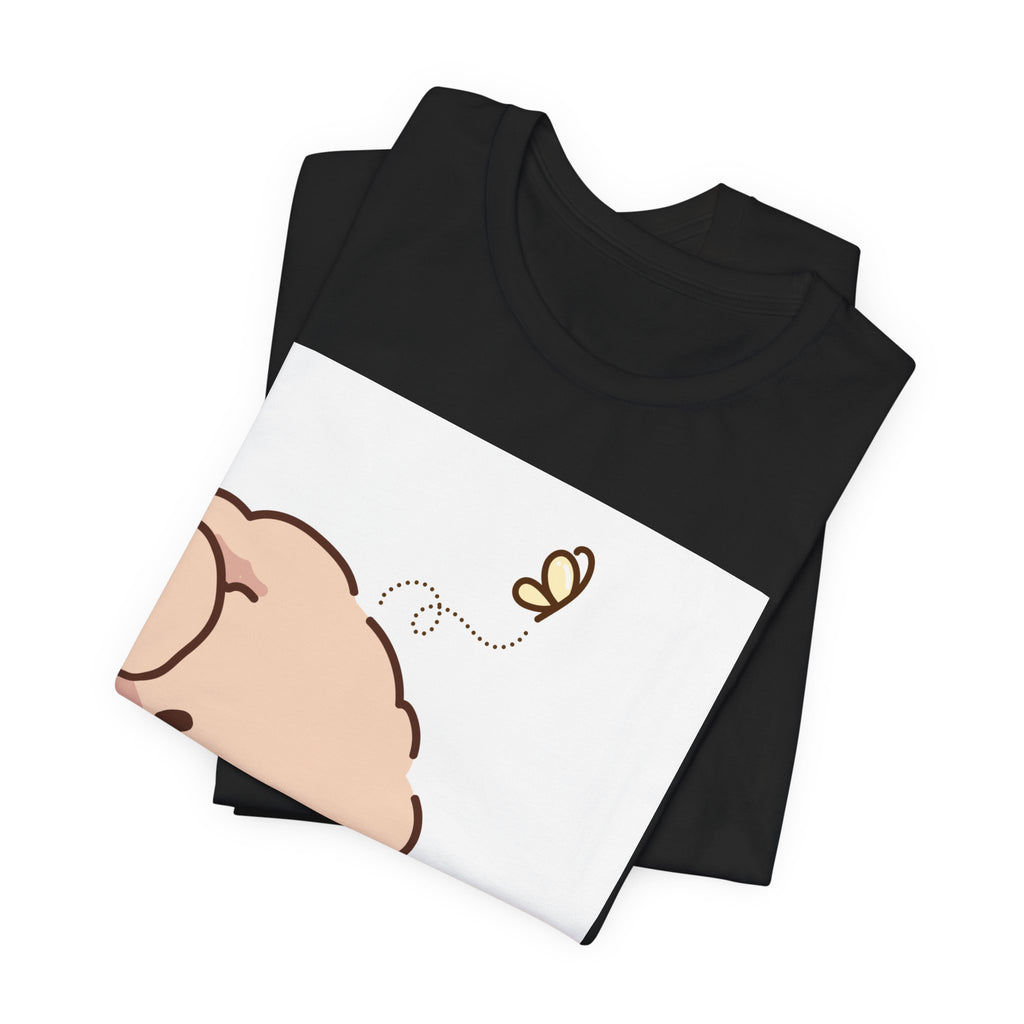 Cute Peekaboo Puppy T-Shirt — Adorable Cartoon Dog with Butterfly Tee