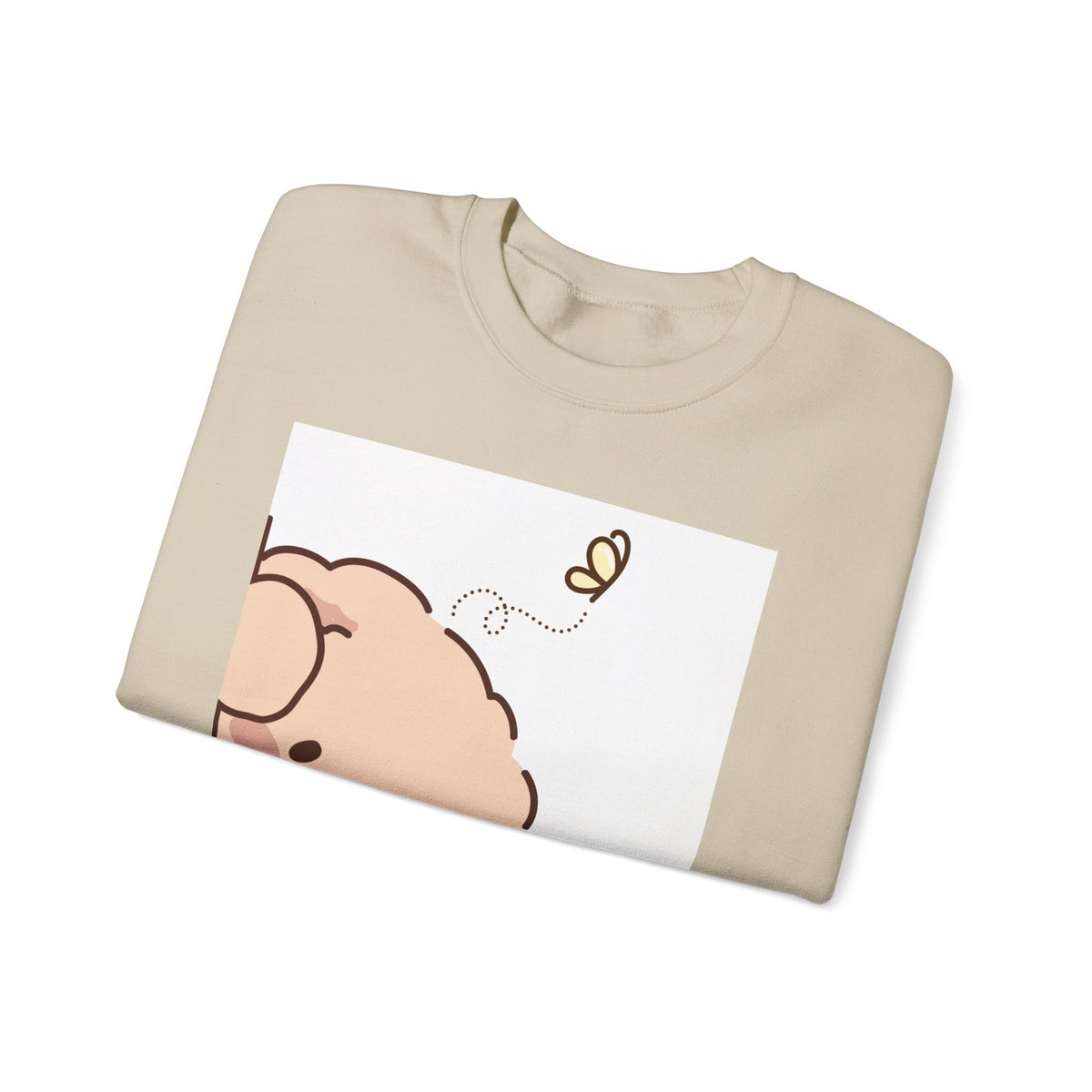 Cute Peeking Puppy Crewneck Sweatshirt – Adorable Cartoon Dog with Bee Design