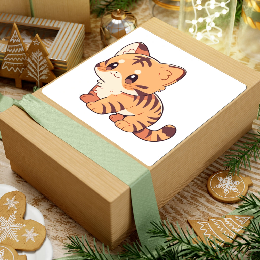 Cute Kawaii Tiger Kitten Sticker - Kiss-Cut Vinyl Decal for Laptops & Scrapbooks