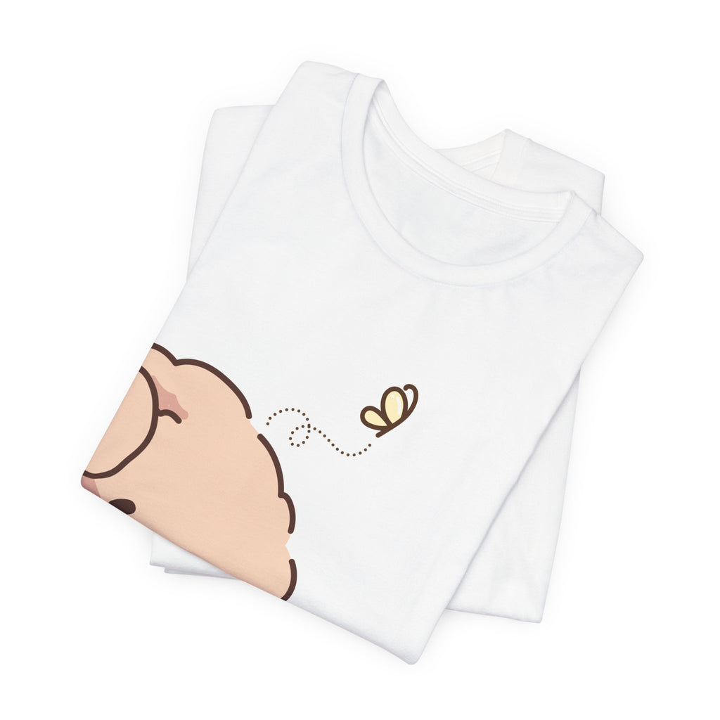 Cute Peekaboo Puppy T-Shirt — Adorable Cartoon Dog with Butterfly Tee