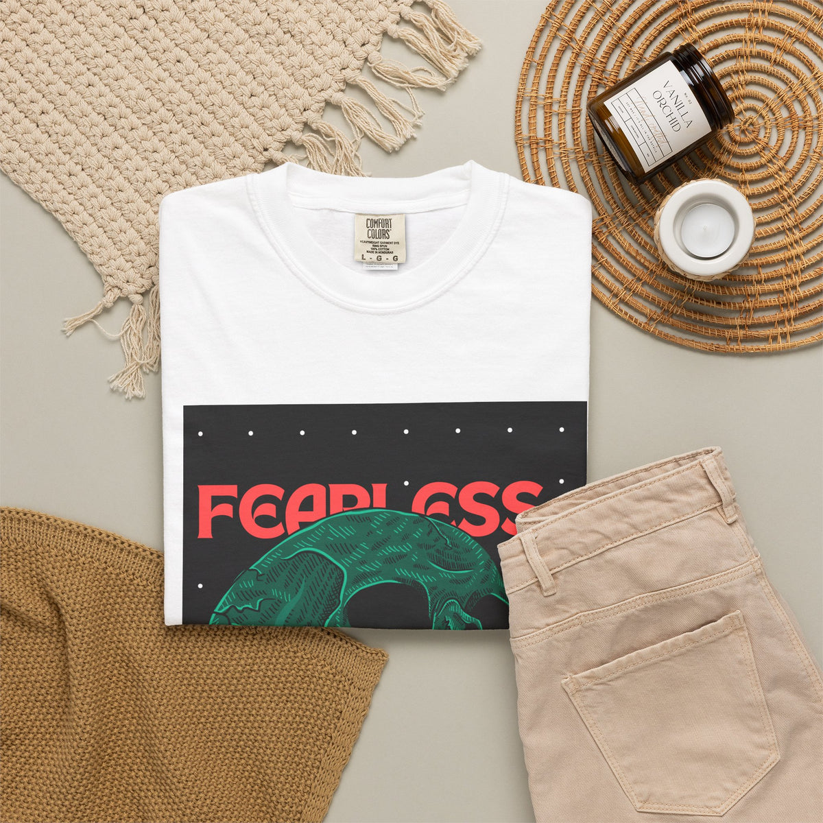 Fearless Green Skull T-Shirt — Graphic Tee for Edgy Streetwear