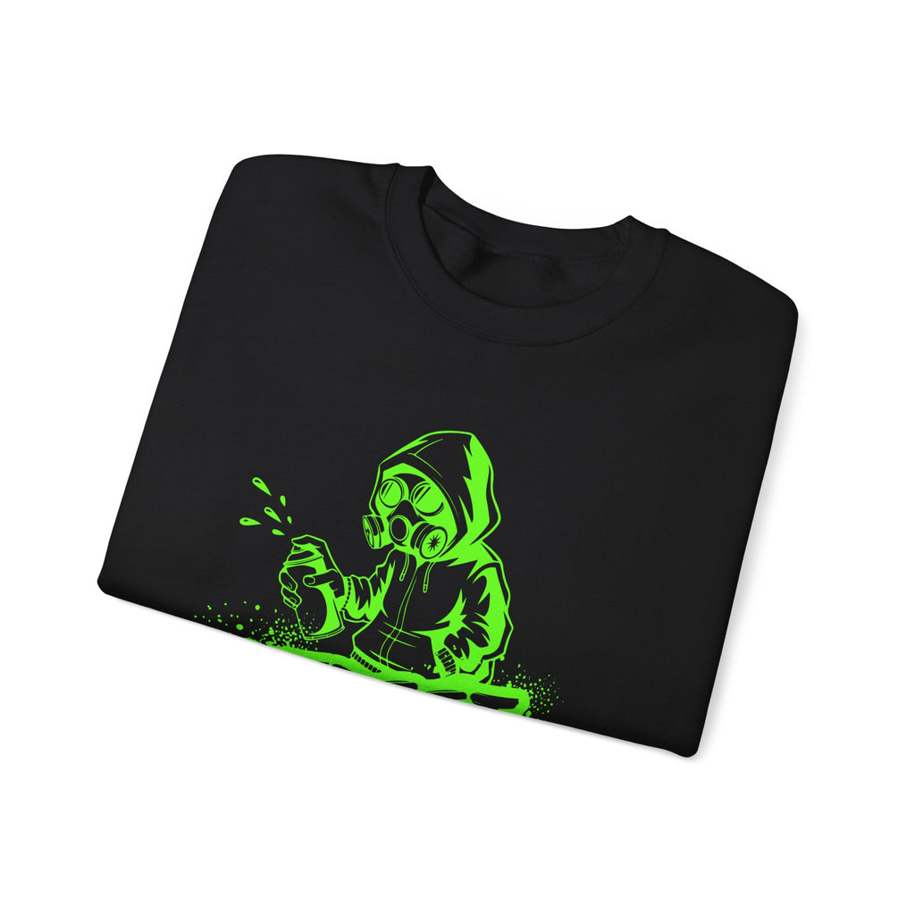 Street Graffiti Hoodie Sweatshirt — Neon Green Spray Paint Design