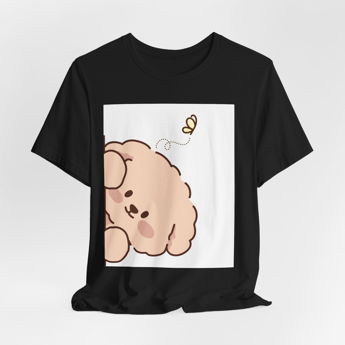 Cute Peekaboo Puppy T-Shirt — Adorable Cartoon Dog with Butterfly Tee