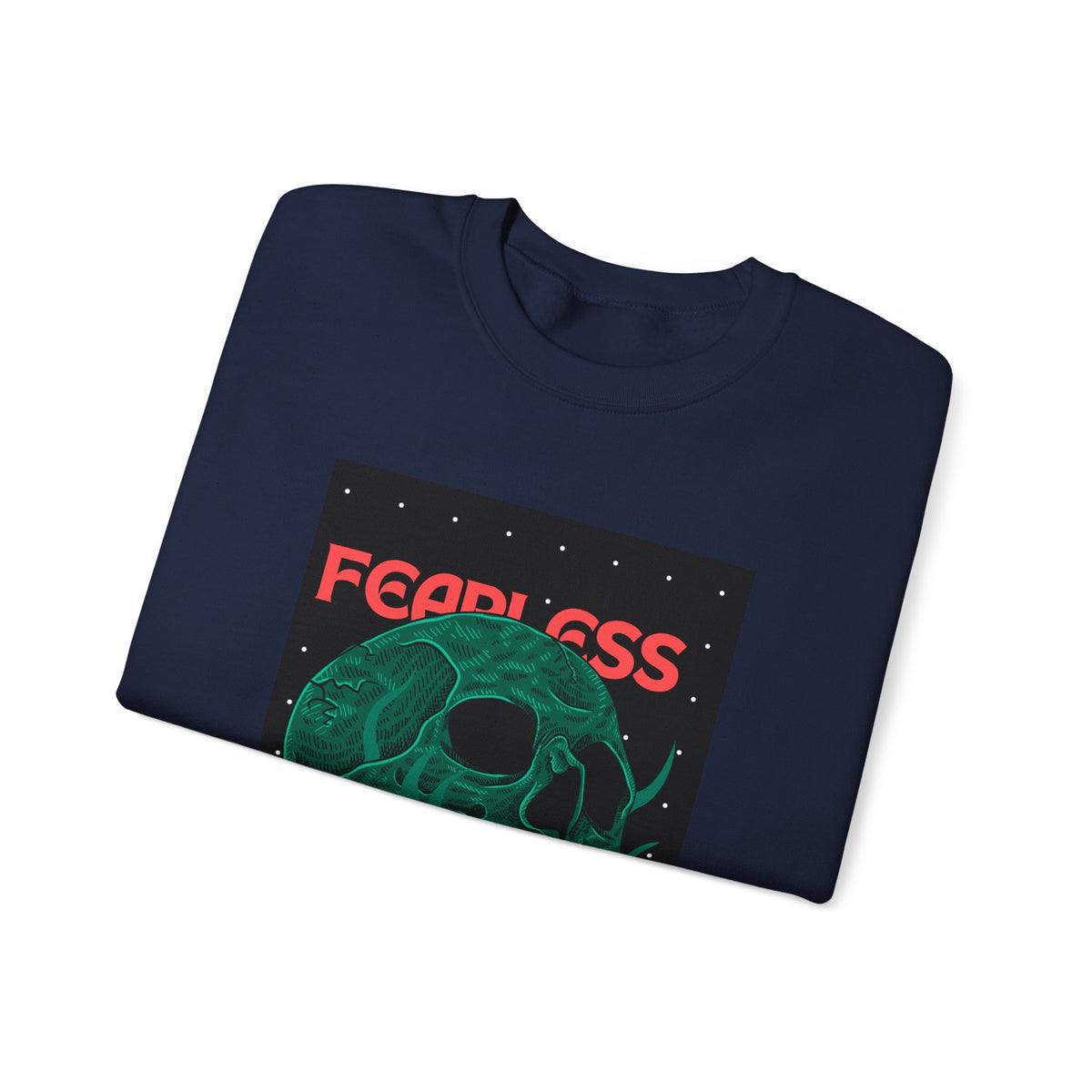 Fearless Skull Crewneck Sweatshirt — Green Skull Graphic Pullover