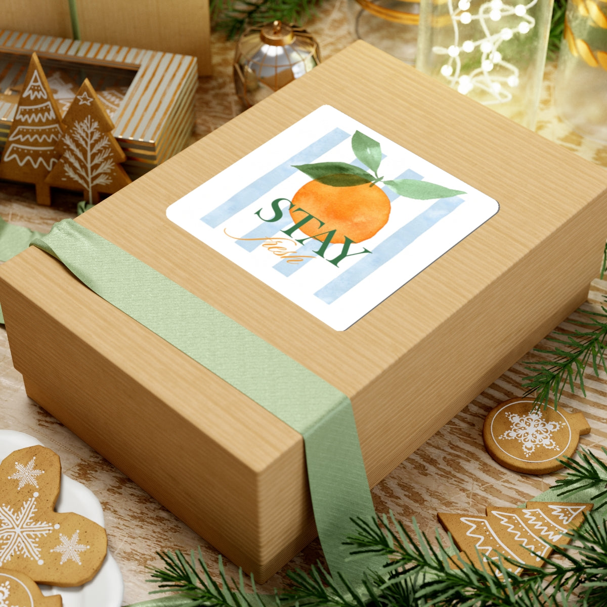 Stay Fresh Orange Sticker — Watercolor Fruit Kiss-Cut Sticker
