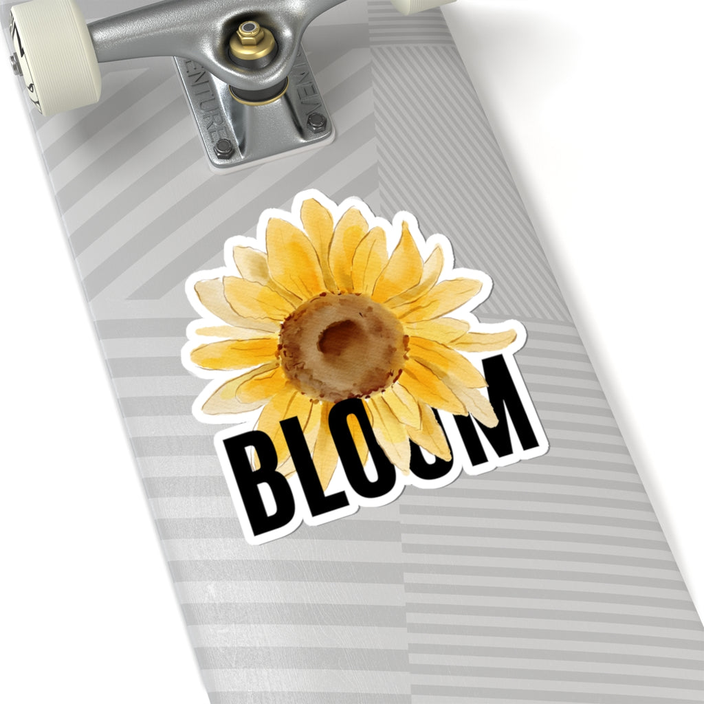 Bloom Sunflower Sticker — Yellow Watercolor Floral Kiss-Cut Laptop Decal