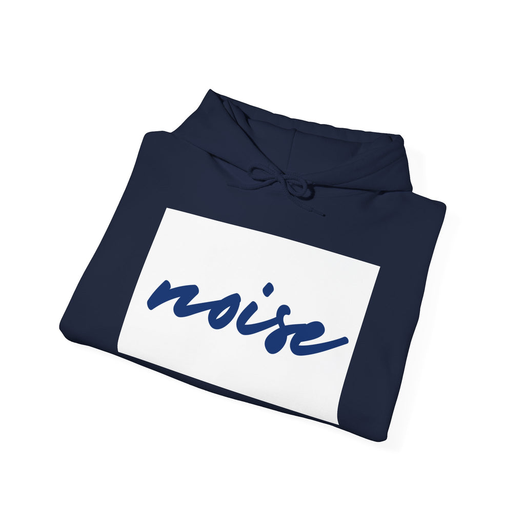 Noise Script Hoodie — Minimalist White Pullover with Handwritten ‘noise’