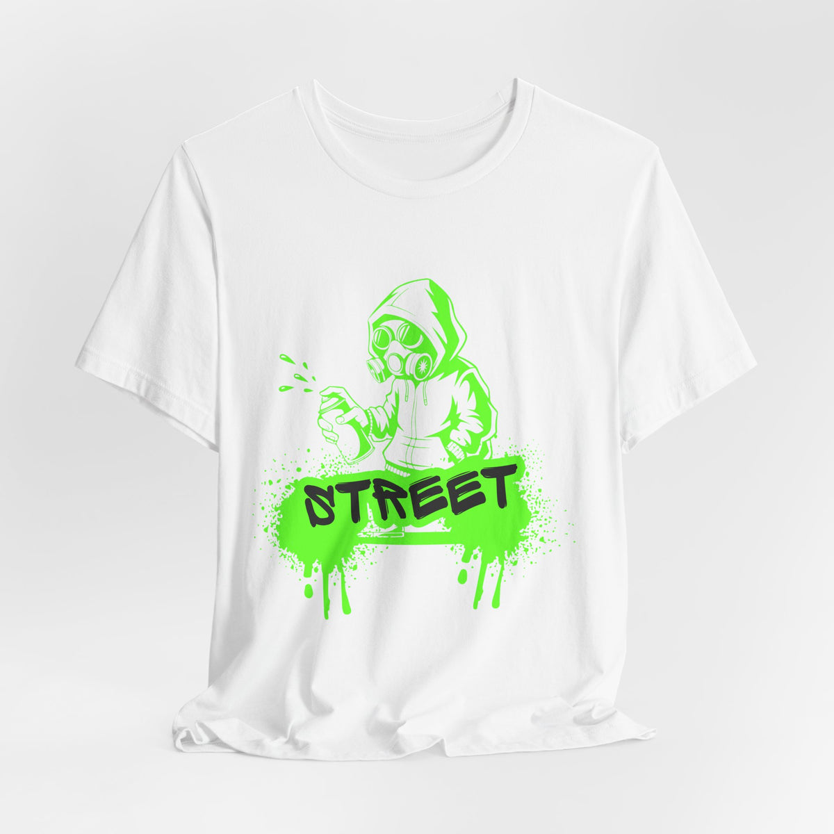 Street Graffiti Tee — Neon Green Hoodie Spray Paint Design