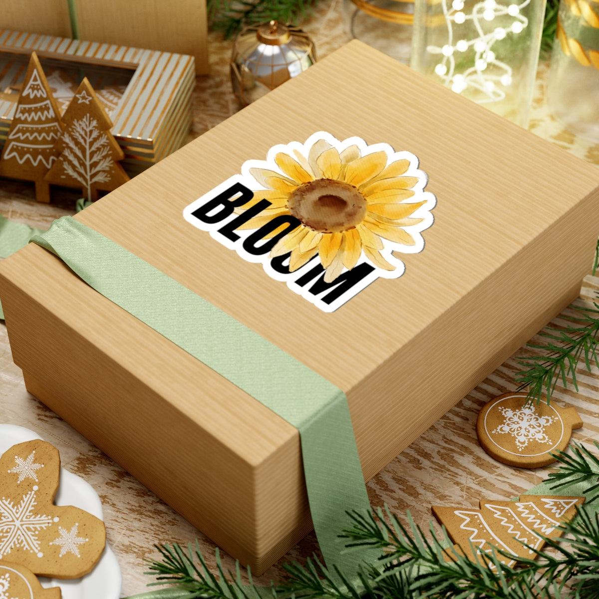 Bloom Sunflower Sticker — Yellow Watercolor Floral Kiss-Cut Laptop Decal