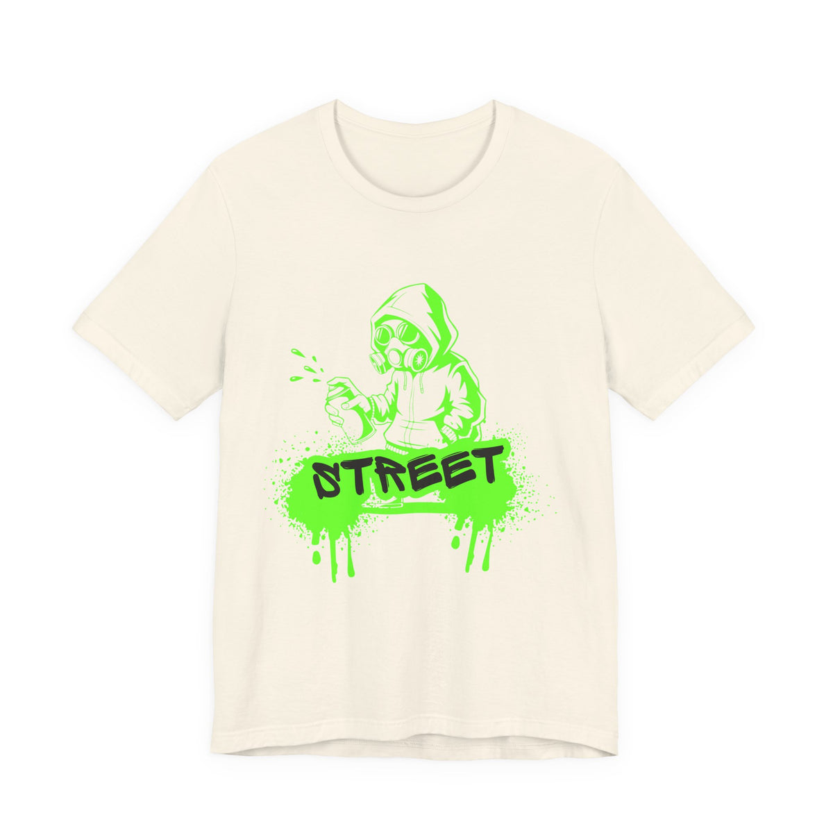 Street Graffiti Tee — Neon Green Hoodie Spray Paint Design